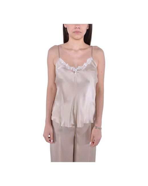 MVP WARDROBE Purple Weiches Spitzen V-Ausschnitt Top