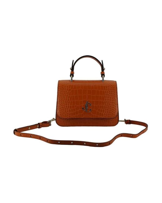 Jimmy Choo Brown Krokogeprägte Top-Griff Schultertasche