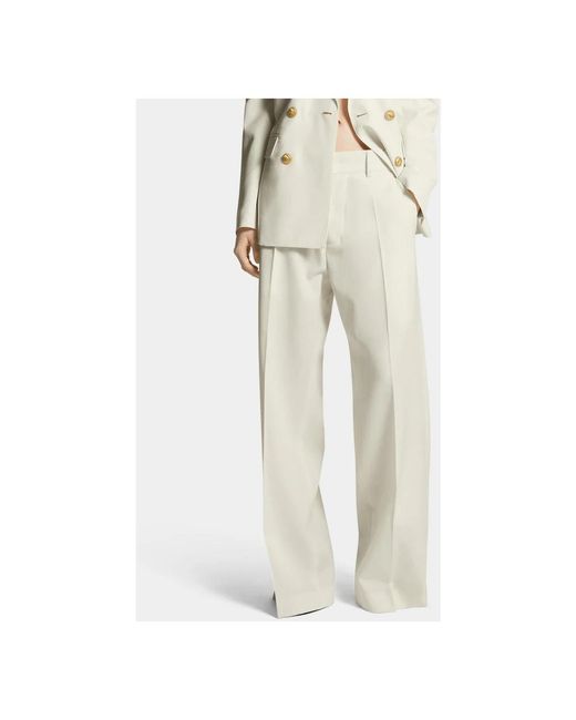 DSquared² Witte Wollen Broek Metalen Logo in het White