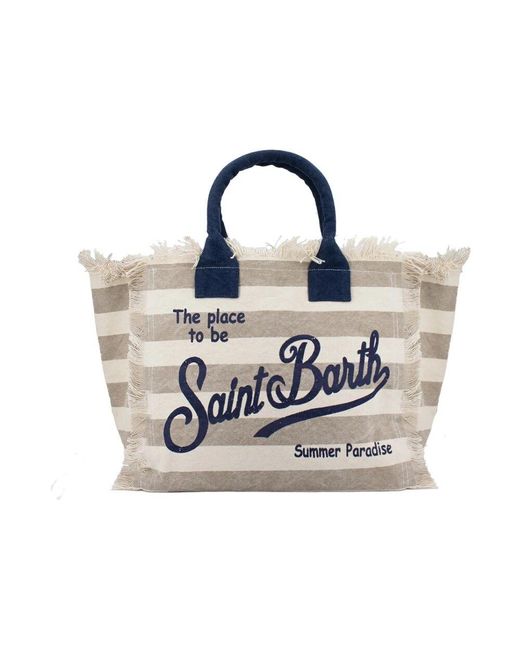 Mc2 Saint Barth Blue Canvas Tote Tasche