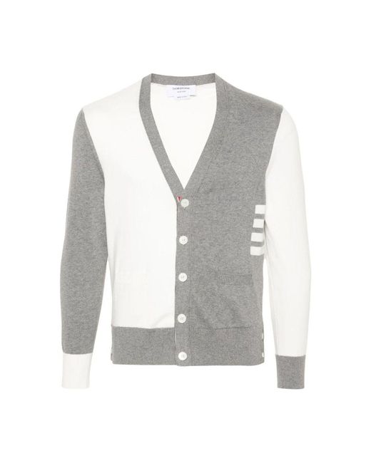Thom Browne Grauer pullover farbblock v-ausschnitt design in Gray für Herren