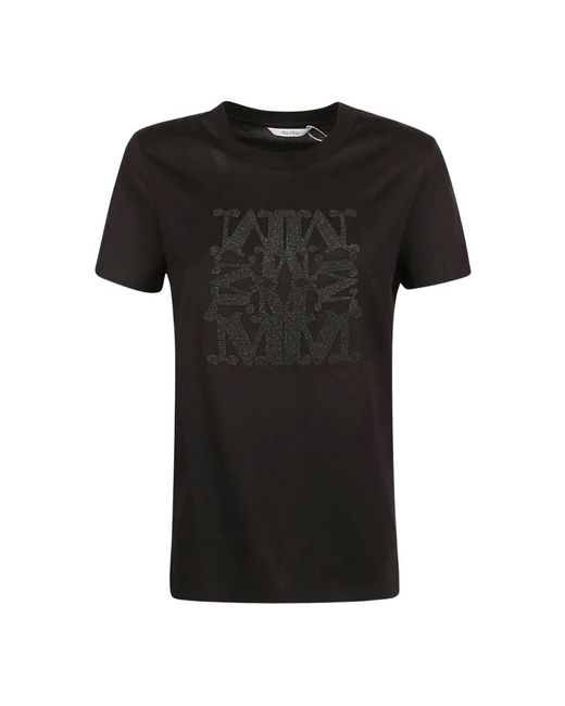 Max Mara Tops ,Zwart ,Katoen Cotton Jersey T-Shirt in het Black