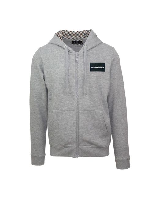 Aquascutum Baumwoll zip-up sweatshirt in Gray für Herren
