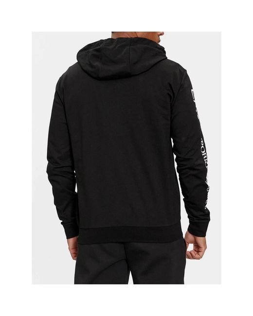 EA7 Hoodies & Sweatvesten ,Zwart ,Katoen Logo Series Hooded Cotton Zip-Up Sweatshirt in het Black voor heren