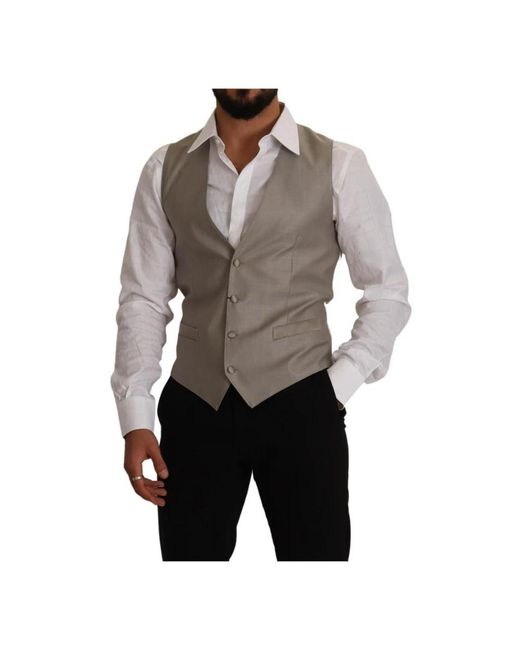 Dolce & Gabbana Gray Waistcoats for men