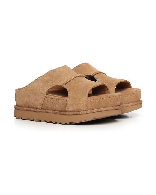 Ugg Brown "Goldenstar High Cutout Slide" Mule