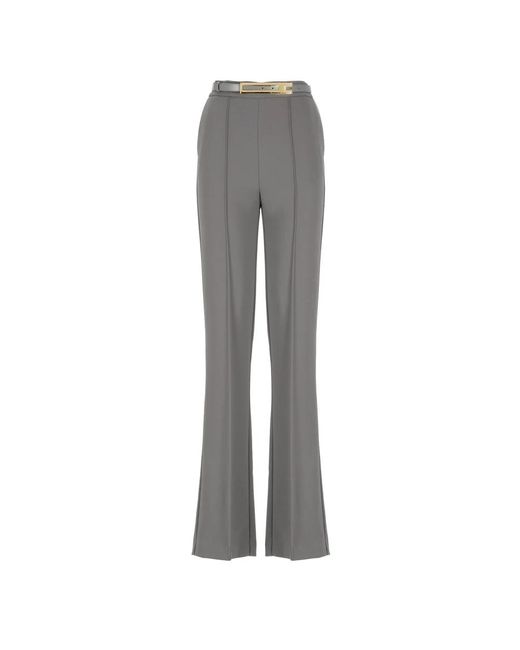 Pantalones grises con cremallera lateral y cinturón Elisabetta Franchi de color Gray