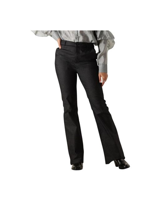 Minus Broeken ,Zwart ,Denim Zwarte Flared Denim Jeans in het Black