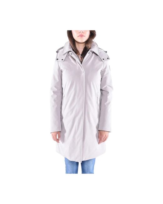Woolrich Jassen ,Wit ,Polyester Chevron Down Parka Jas in het Purple