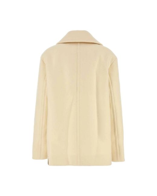 Jil Sander Jassen ,Geel ,Wol Pastelroze Wollen Jas in het Natural