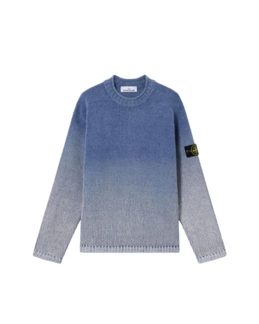 Stone Island Blue Round-Neck Knitwear for men