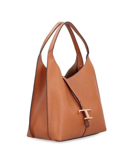 Tod's Brown Leder-schultertasche mit verschluss,kleine leder-schultertasche