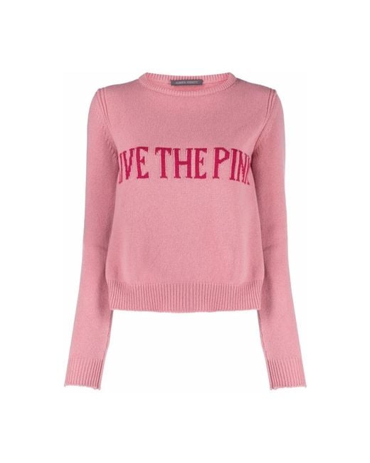 Alberta Ferretti Pink Round-Neck Knitwear