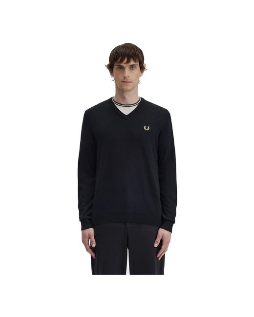 Fred Perry Blue V-Neck Knitwear for men