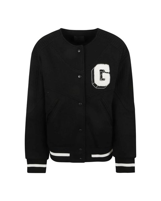 Givenchy Jassen ,Zwart ,Wol Zwarte Bomber Varsity Jack in het Black