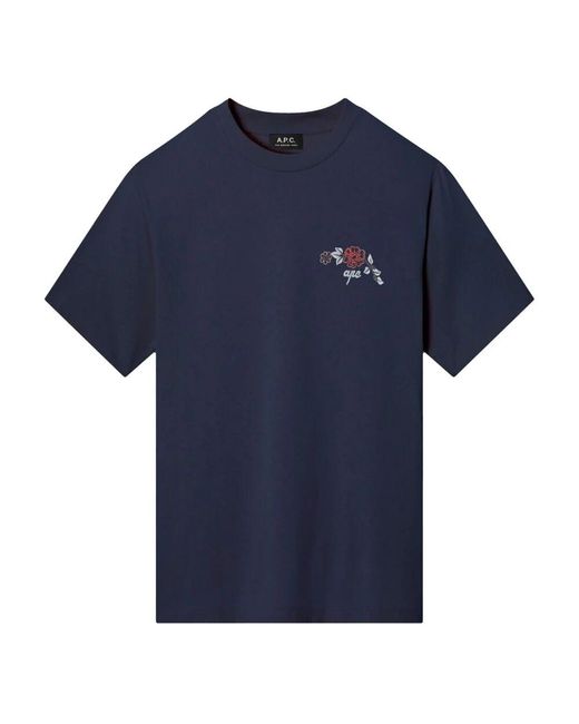 A.P.C. Baumwoll t-shirt mit einzigartigem design in Blue für Herren