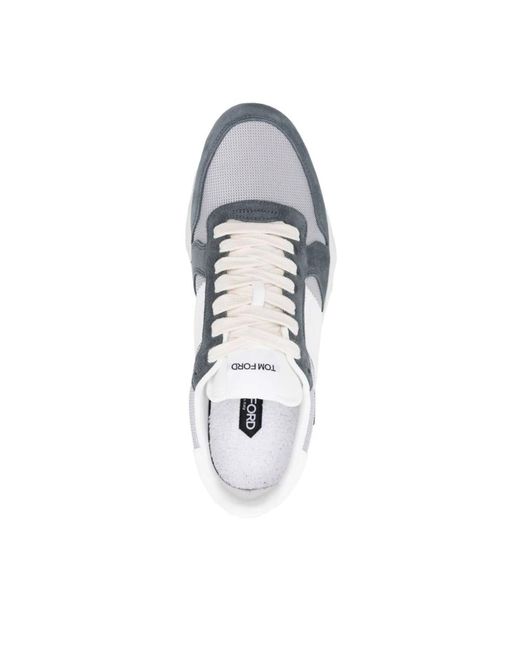 Tom Ford Silber petrol blaue low top sneakers in White für Herren