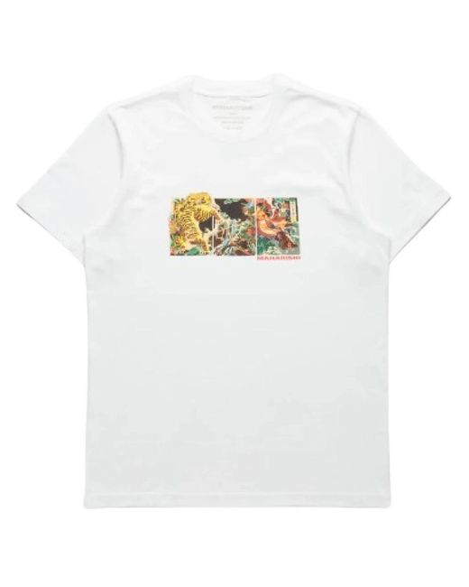 Maharishi Samurai tiger kampf grafik tee in White für Herren