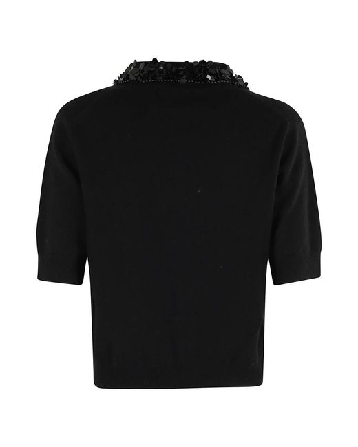 Semicouture V-Neck Knitwear in het Black