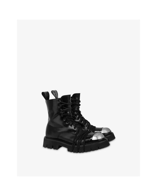 Moschino Black Lace-Up Boots