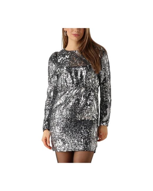 SELECTED Kleedjes ,Grijs ,Polyester Sequin Night Out Mini Jurk in het Black