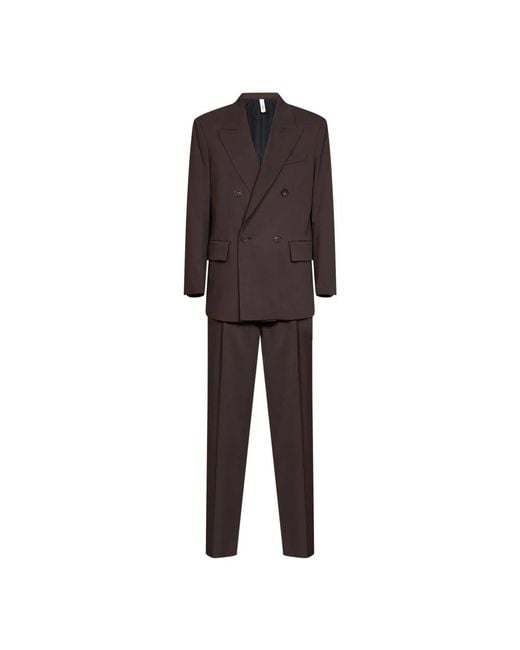 Hevò Brown Double Breasted Suits for men