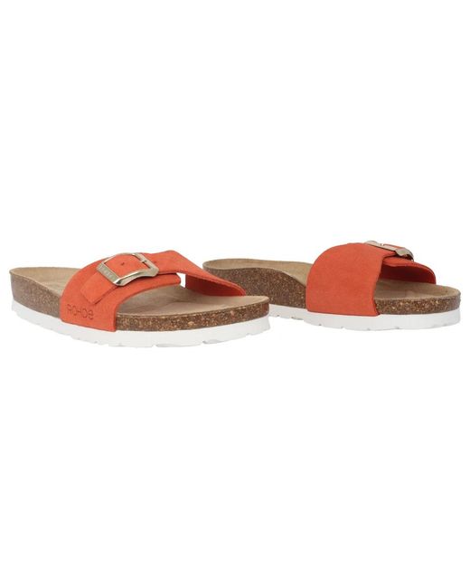 Rohde Schoenen ,Rood ,Suède Rode Damessandaal Voor De Zomer in het Pink
