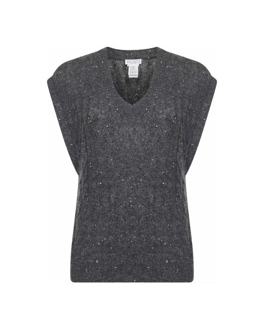 Brunello Cucinelli V-Neck Knitwear in het Gray