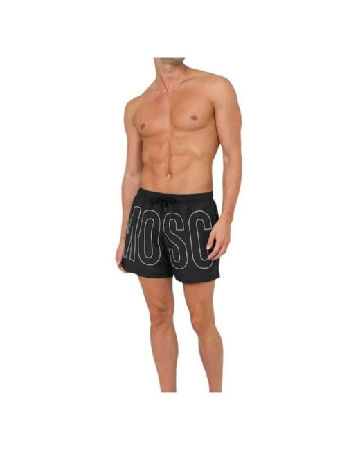 Moschino Herren Badeboxer Mit 360° Erhabenen Buchstaben in Black für Herren