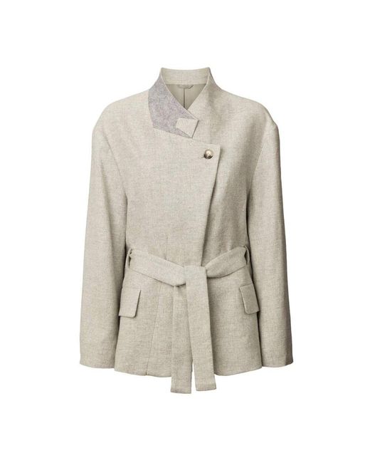 Rabens Saloner Natural Grau Melange Drapy Tailoring Blazer