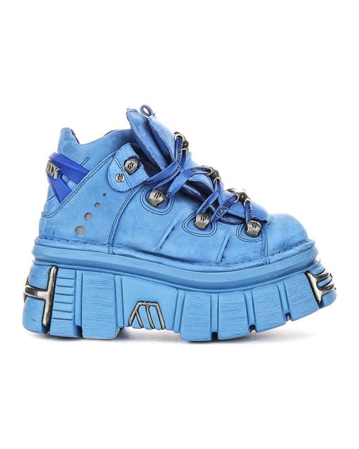 New Rock Blue Lace-Up Boots