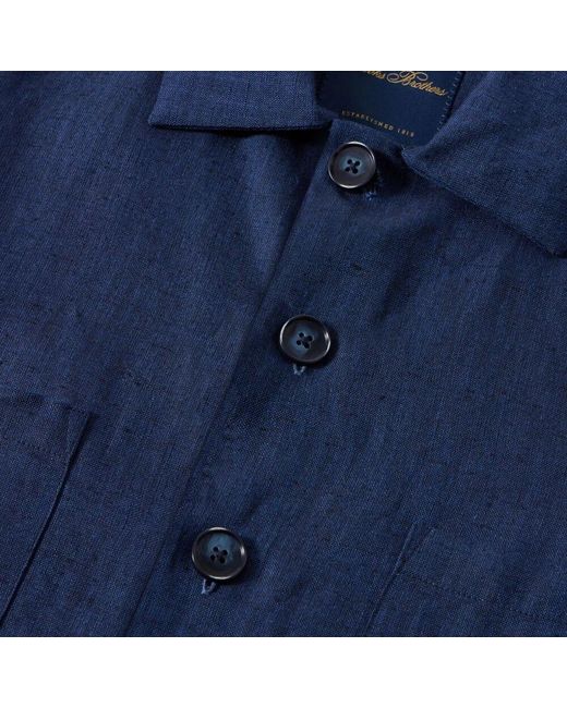 Brooks Brothers Leinen Utility Hemd Jacke in Blue für Herren