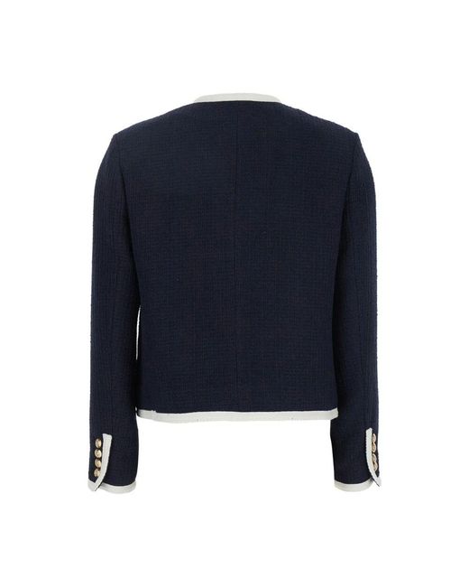 DUNST Blue Blaue Baumwollmischungsjacke Mit Juwelenknopf