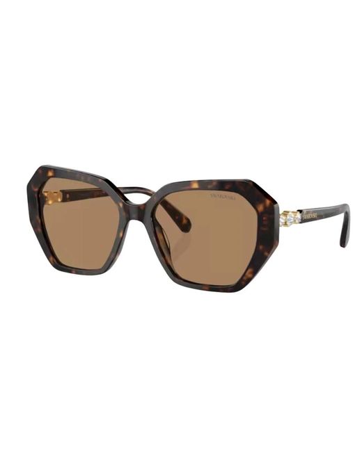 Swarovski Brown Modische sonnenbrille in dunkel havana/braun