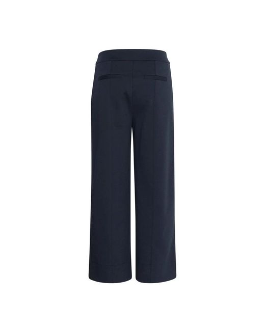 Ichi Total Eclipse Cropped Straight-Leg Broek in het Blue