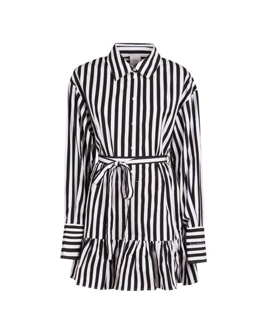 Patou Black Striped Cotton Shirtdress