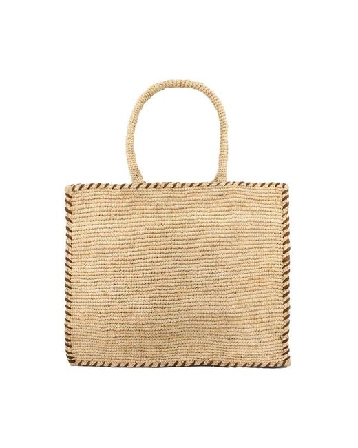 Mc2 Saint Barth Natural Raffia Bestickte Handtasche
