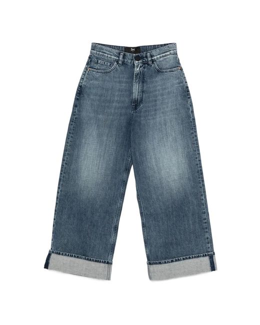 3x1 Jeans ,Blauw ,Denim Baby Skater Jeans Met Omgeslagen Zoom in het Blue