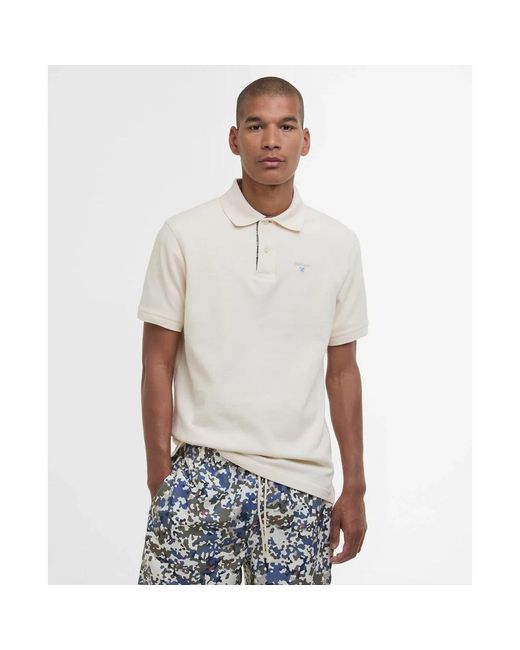 Barbour Tops ,Wit ,Katoen Casual Polo Met Tartan Details in het White voor heren