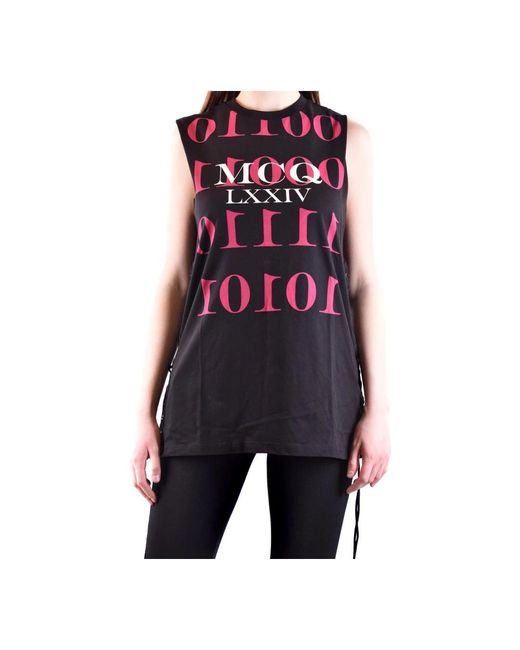 McQueen Tops ,Zwart ,Mouwloze Top Met Mcq Logo in het Black