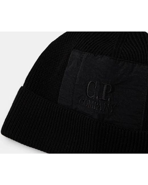 C P Company Black Beanies for men