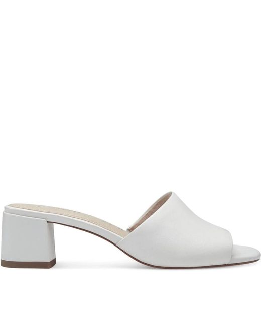 Tamaris White Heeled Mules