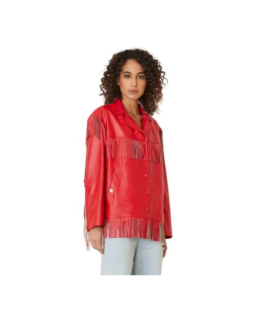 Manila Grace Red Leather Jackets
