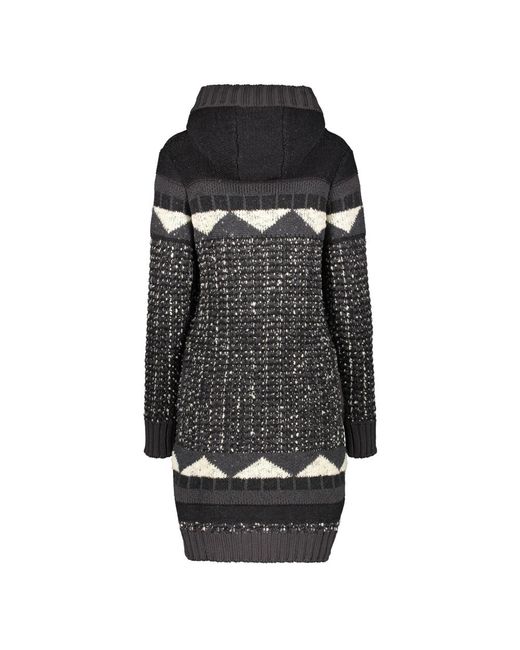 Lorena Antoniazzi Truien & Vesten ,Grijs ,Wol Gebreid Wollen Vest Met Capuchon En Kralen in het Black