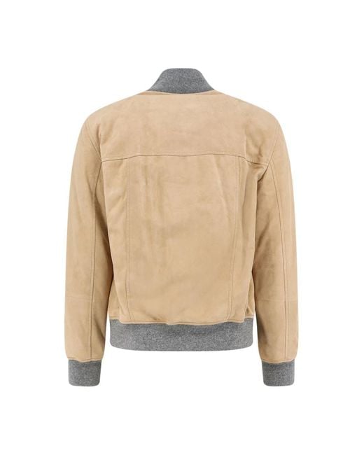 Brunello Cucinelli Natural Bomber Jackets for men
