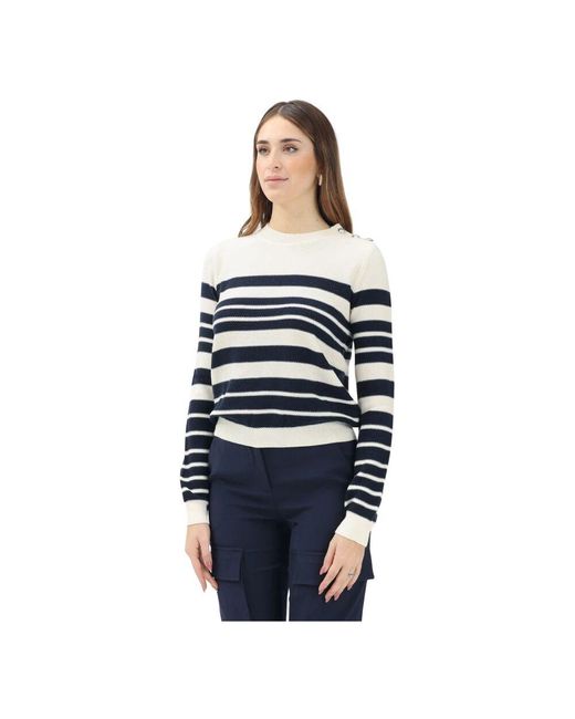 Patrizia Pepe Blue Gestreifter Rundhalspullover