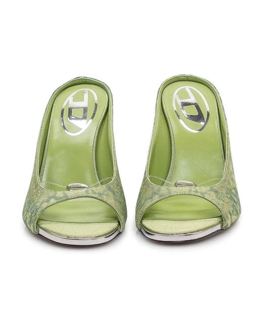 DIESEL Green Heeled Mules