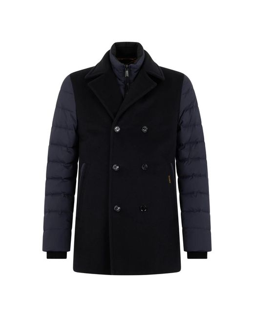 Moorer Jassen ,Blauw ,Polyester Double-Breasted Jas Met Gepolsterde Mouwen in het Blue voor heren