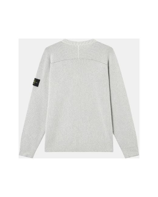 Stone Island White Round-Neck Knitwear for men