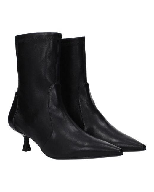Stuart Weitzman Black Schwarze Leder-Stiefeletten